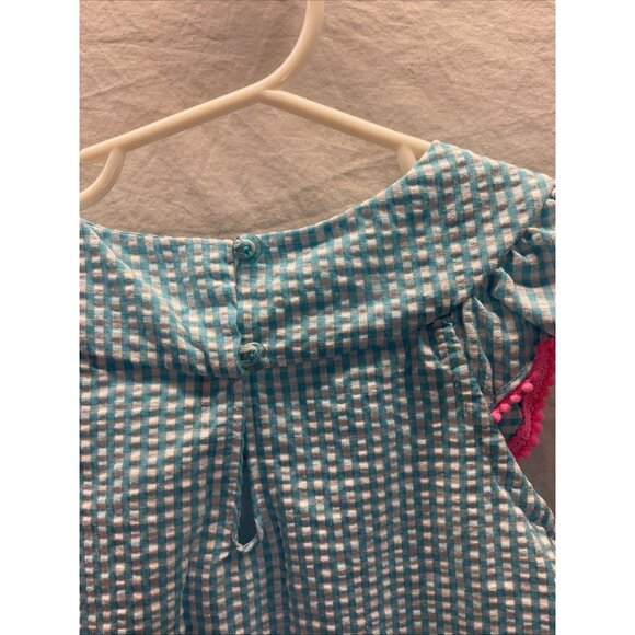 NEW Rare Editions Blue Gingham seersucker Girsl Easter Spring dress size 4T - Picture 3 of 11